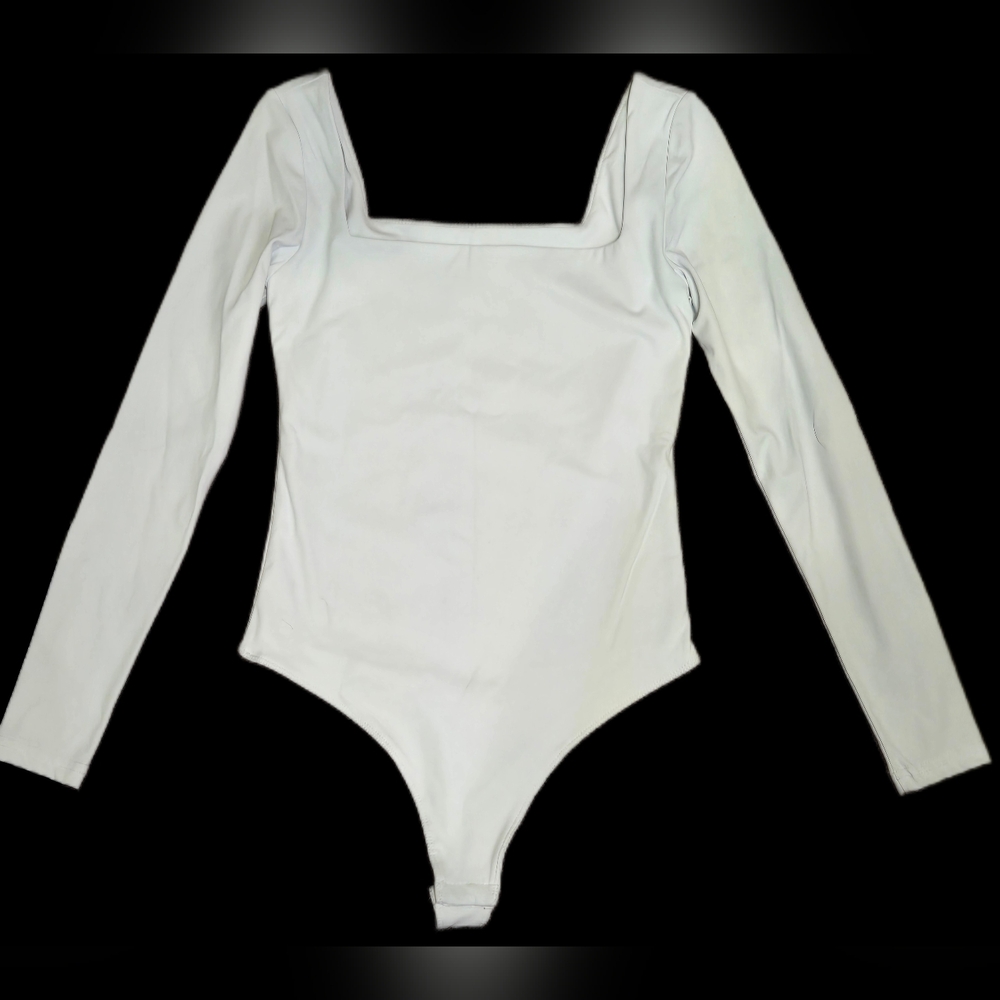 Size Small Unbranded Square Neck White Bodysuit